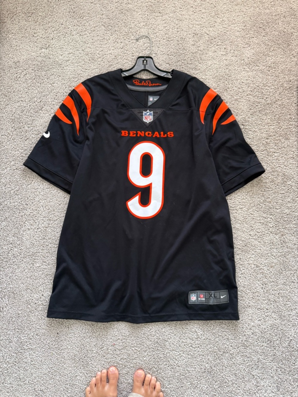 Nike Black & Orange Bengals #9 Football Jersey